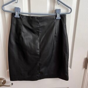 H&M Faux Leather Mini Skirt - Black, Zipper Back, Size‎ 4